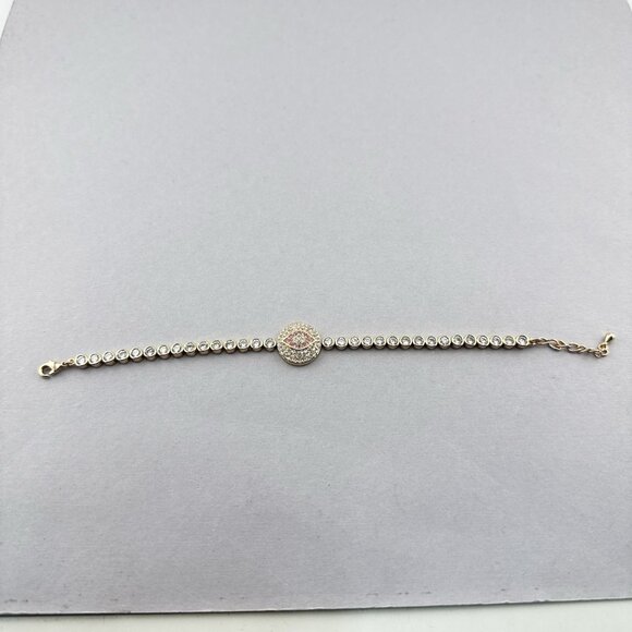 Joan Boyce Bracelet Evil Eye Angel Eye Talisman Rose Gold Tone Rhinestone Bezel - Picture 7 of 14